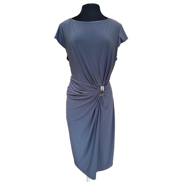 JONES STUDIO Gray Office Core Ruched Sleeveless Sheath Career Dress Plus Sz 20W - Picture 3 of 12